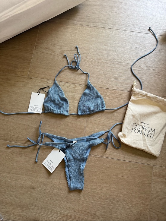 bond-eye Other - bond-eye Blue Textured Tie Bikini Set